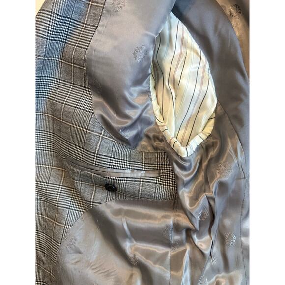 Lauren Ralph Lauren Men’s 38R Grey Plaid Blazer Wool Jacket Gold Accent - Picture 7 of 14